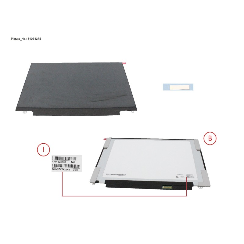 34084375 - LCD ASSY 14  FHD TOUCH W. PLATE