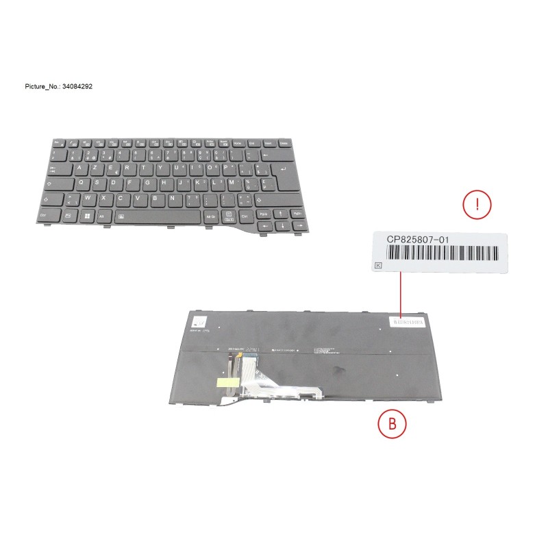 34084292 - KEYBOARD BLACK W. BL BELGIUM WIN11