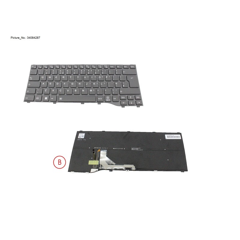 34084287 - KEYBOARD BLACK W. BL UK WIN11