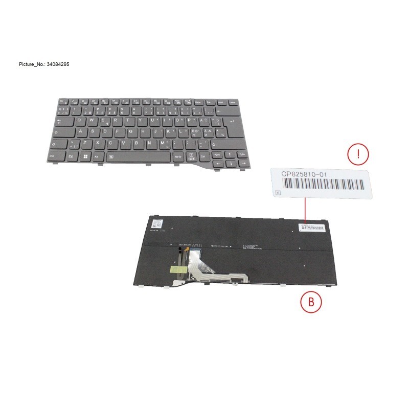 34084295 - KEYBOARD BLACK W. BL NORDIC WIN11
