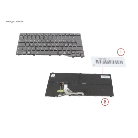 34084295 - KEYBOARD BLACK W. BL NORDIC WIN11