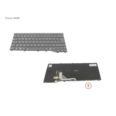 34084289 - KEYBOARD BLACK W. BL PORTUGAL WIN11