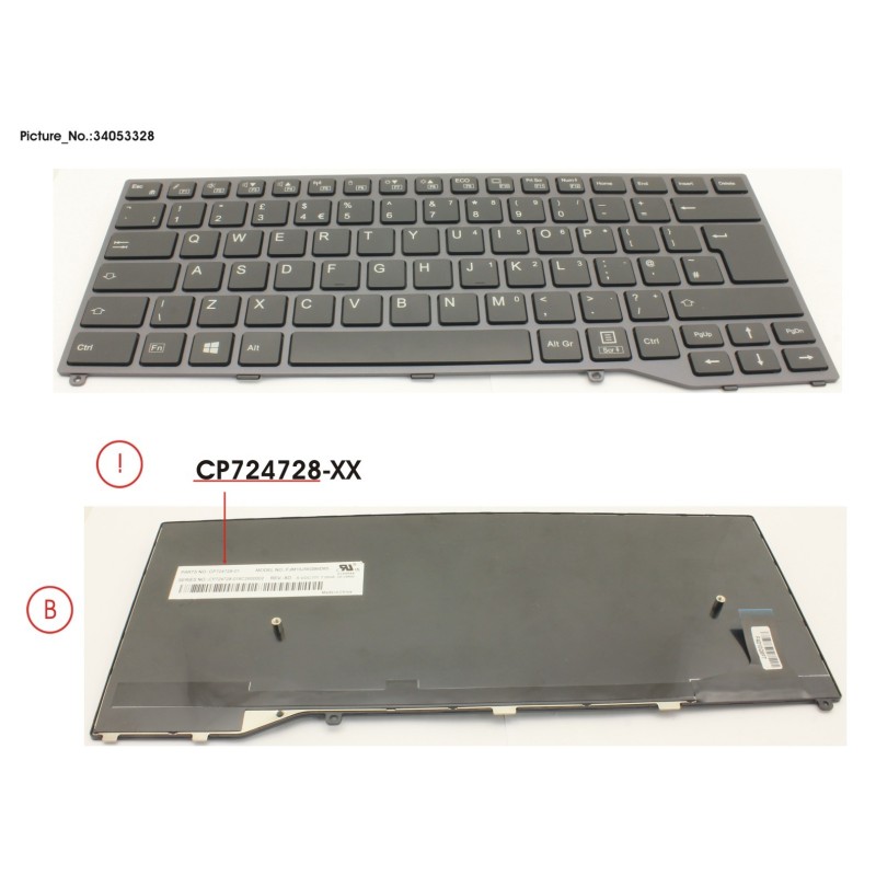34053328 - KEYBOARD BLACK W.O TS UK