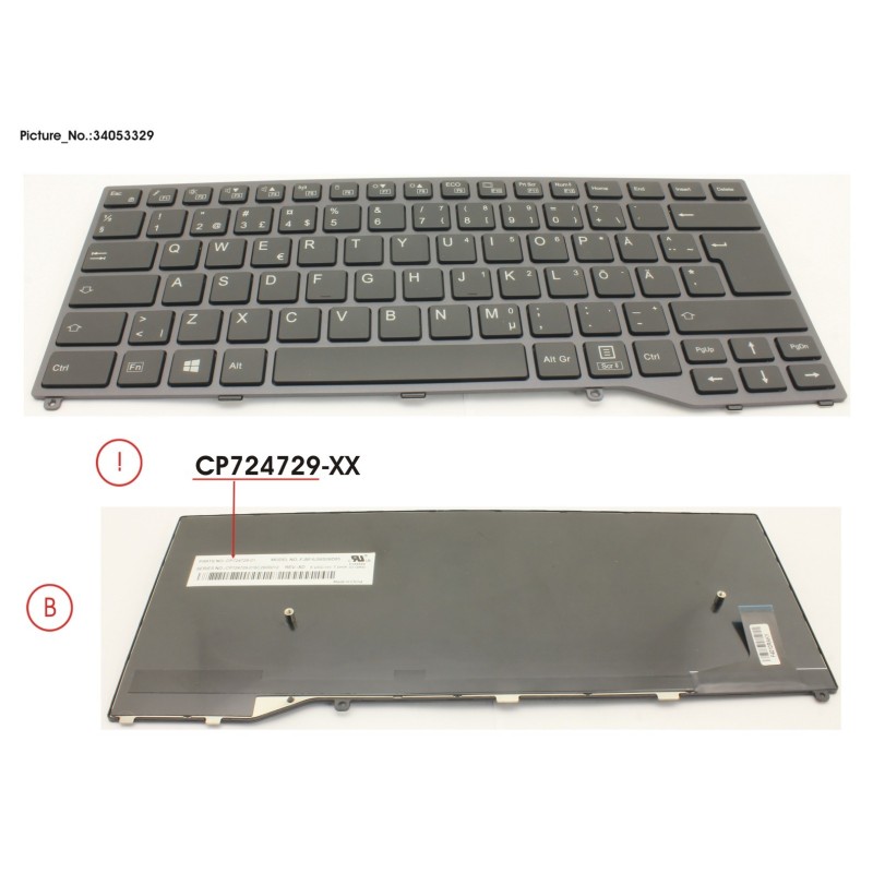34053329 - KEYBOARD BLACK W.O TS SCHWEDEN.FINLAND
