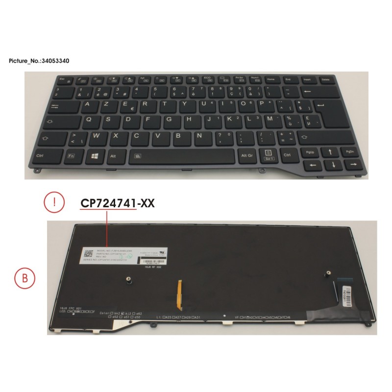 34053340 - KEYBOARD BLACK W. BL BELGIUM