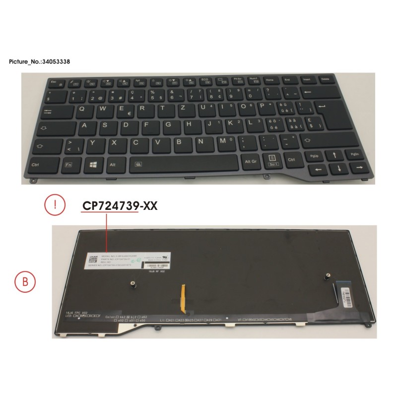 34053338 - KEYBOARD BLACK W. BL SWISS