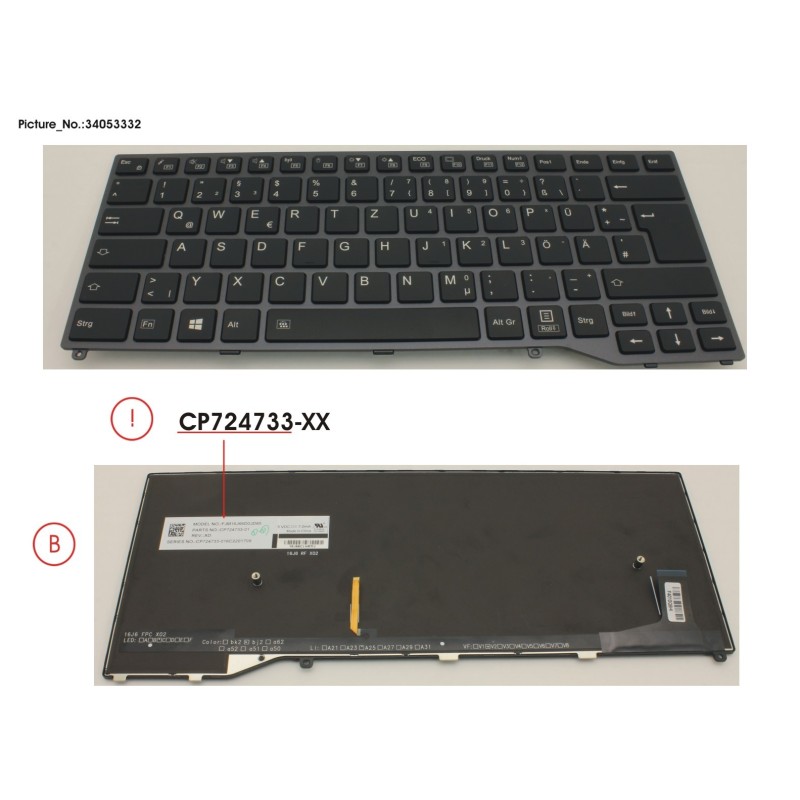34053332 - KEYBOARD BLACK W. BL GERMAN