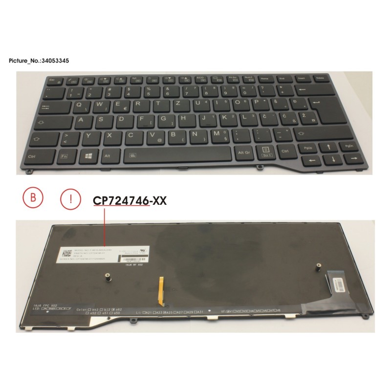 34053345 - KEYBOARD BLACK W. BL EAST EUROPE