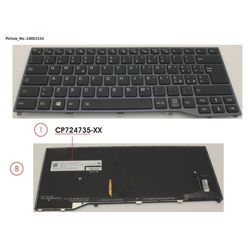 34053334 - KEYBOARD BLACK W. BL ITALY