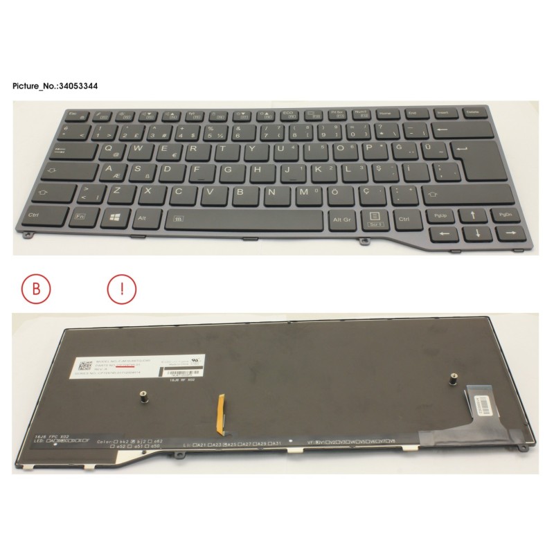 34053344 - KEYBOARD BLACK W. BL TURKEY