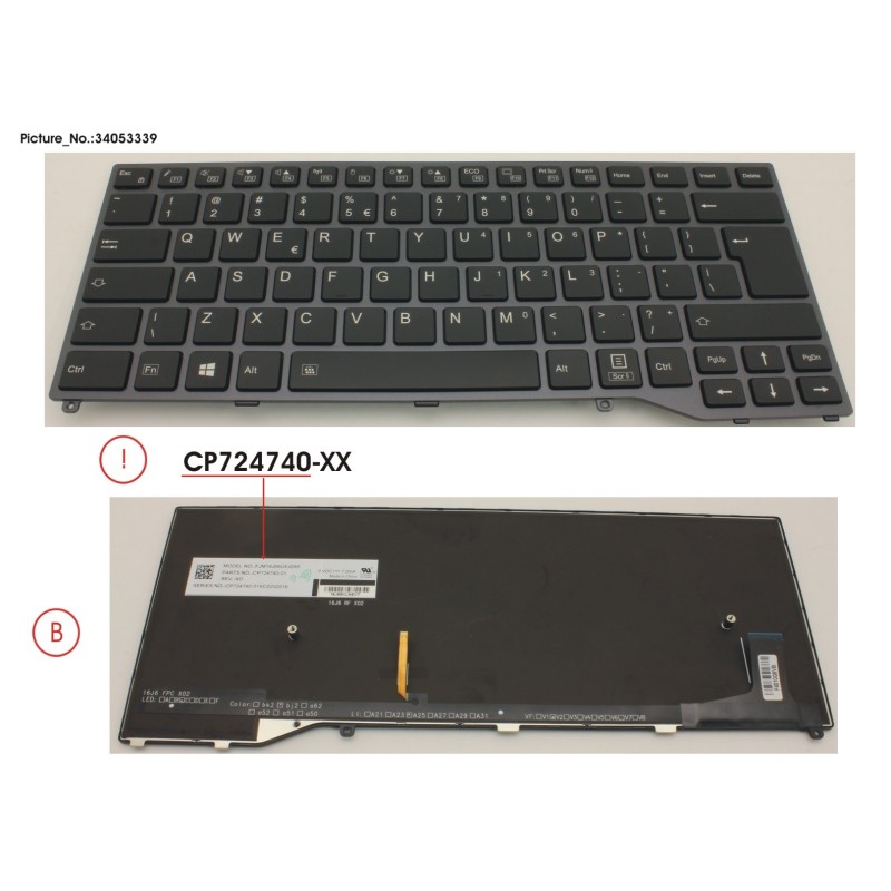 34053339 - KEYBOARD BLACK W. BL US