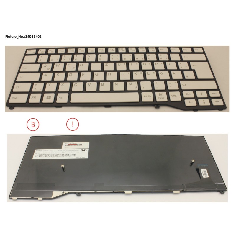 34053403 - KEYBOARD WHITE W.O TS GERMAN