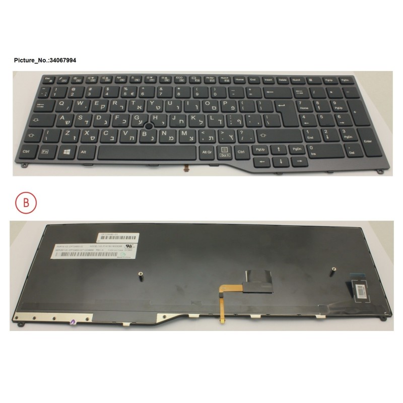 34067994 - KEYBOARD 10KEY BLACK W. TS HEBREW