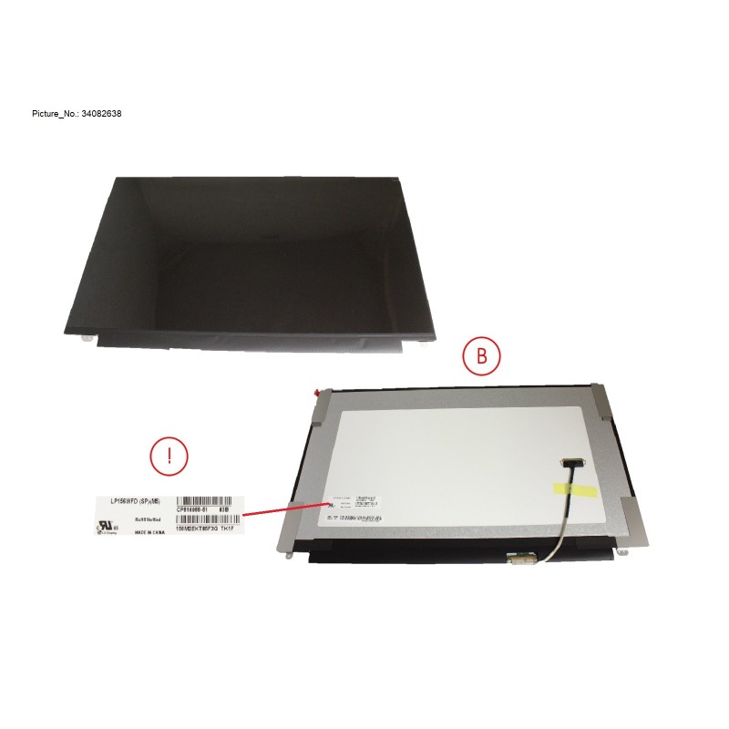 34082638 - LCD ASSY 15  FHD TOUCH W. PLATE
