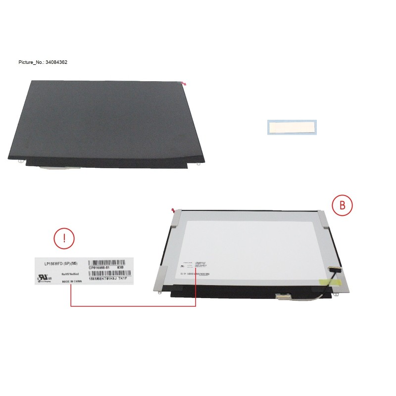 34084362 - LCD ASSY 15  FHD TOUCH W. PLATE