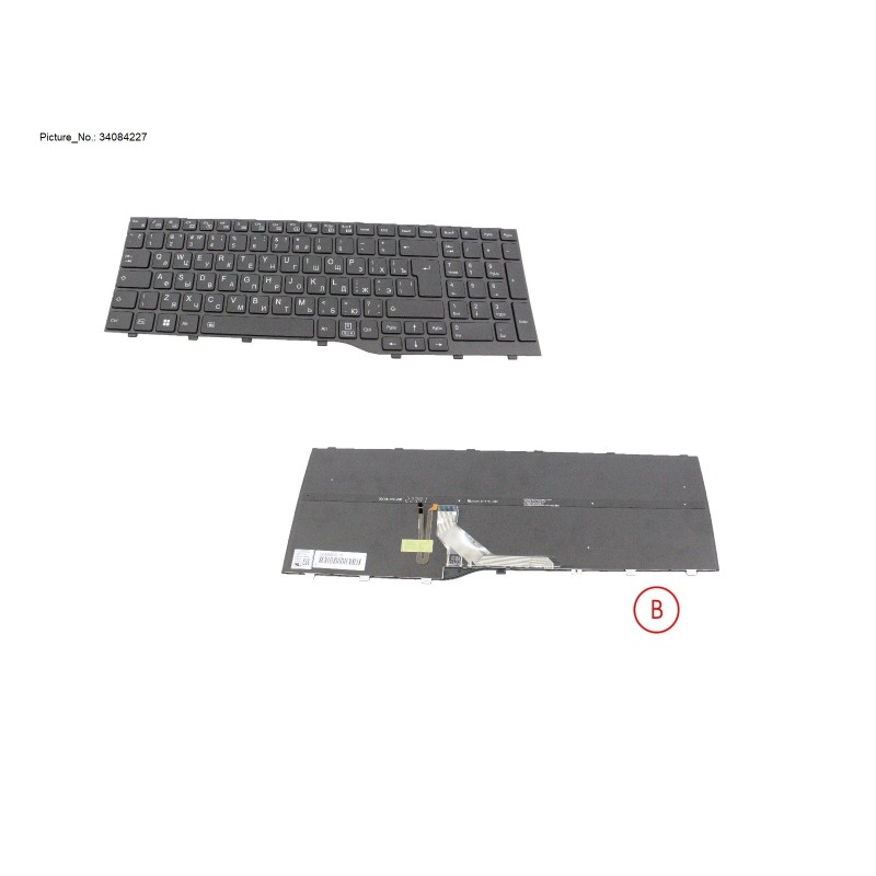 34084227 - KEYBOARD BLACK W. BL RUS.US WIN10&11