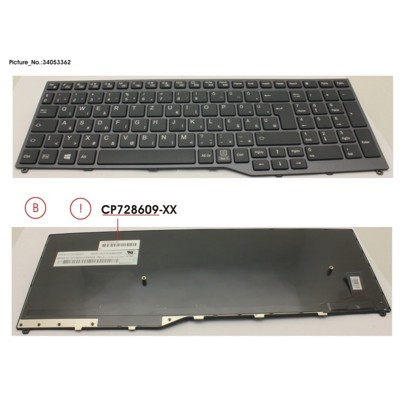 34053362 - KEYBOARD 10KEY BLACK W.O TS HUNGARY