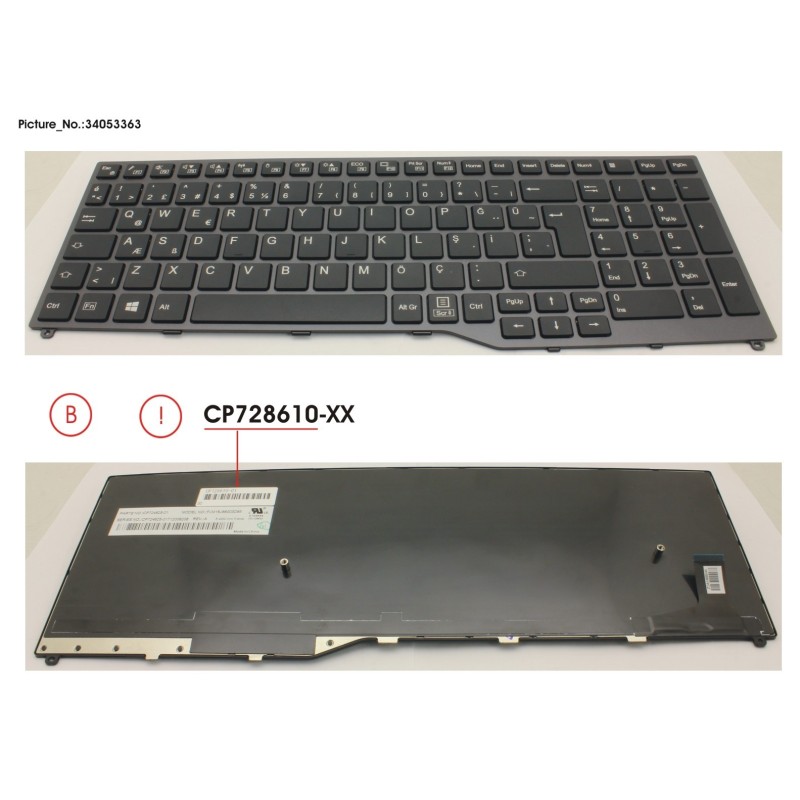 34053363 - KEYBOARD 10KEY BLACK W.O TS TURKEY