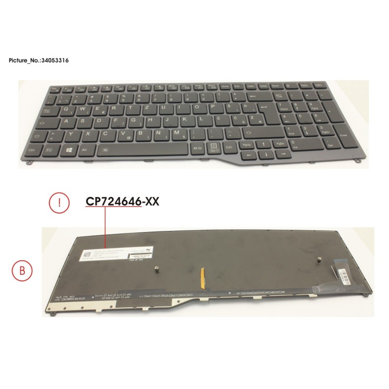 34053316 - KEYBOARD 10KEY BLACK W. BL EAST EURO