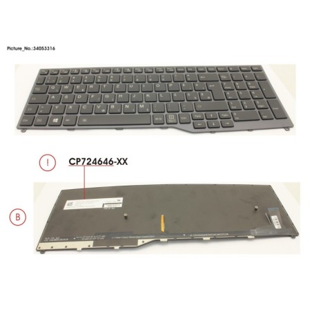 34053316 - KEYBOARD 10KEY BLACK W. BL EAST EURO