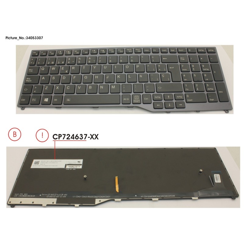 34053307 - KEYBOARD 10KEY BLACK W. BL SPAIN