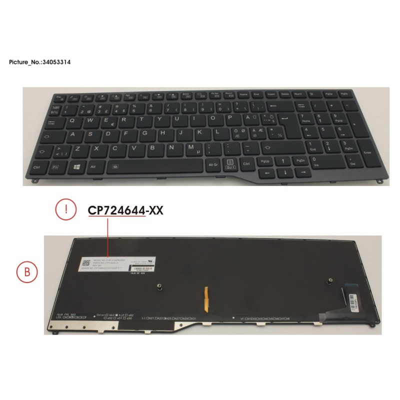 34053314 - KEYBOARD 10KEY BLACK W. BL NORDIC.EST
