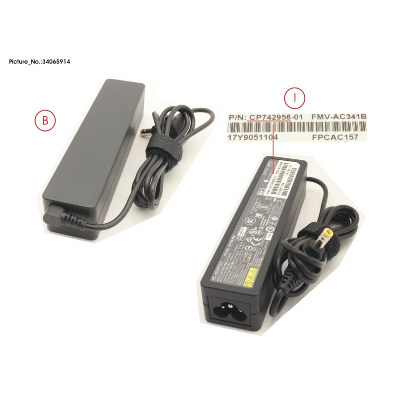 34065914 - AC-ADAPTER 19V 65W (3PIN. STICK TYPE)