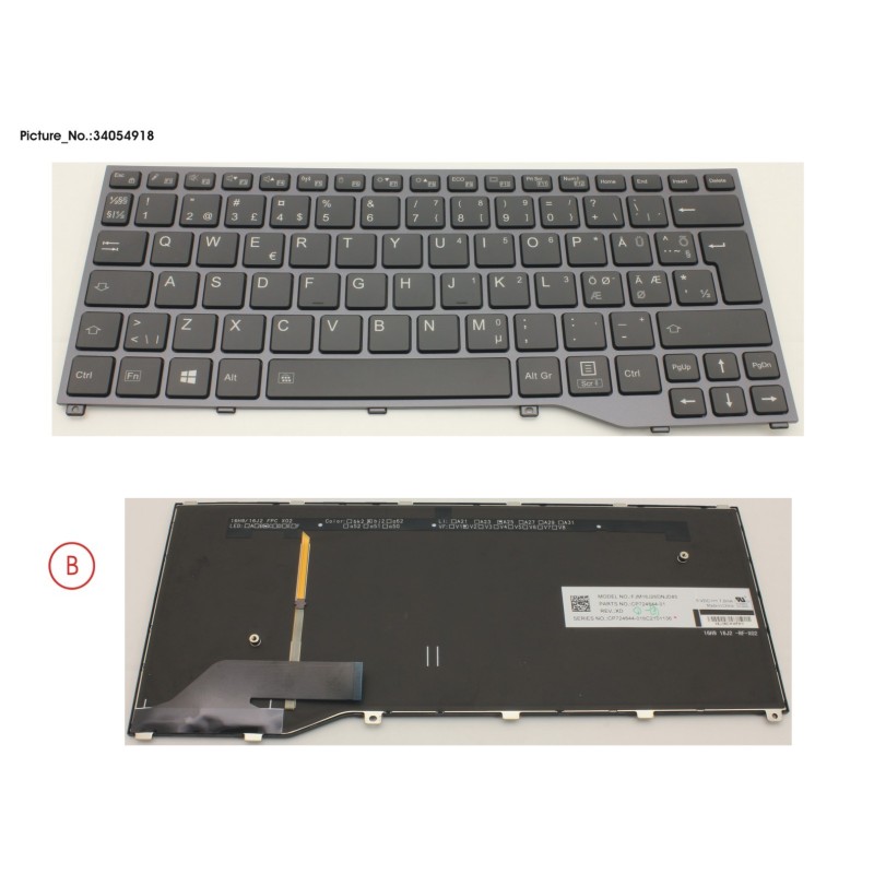 34054918 - KEYBOARD BLACK W. BL NORDIC.EST