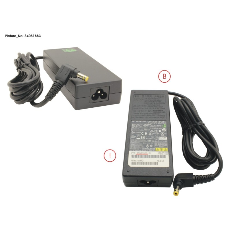 34051883 - AC-ADAPTER 19V 80W (3-PIN. FOR 0W)