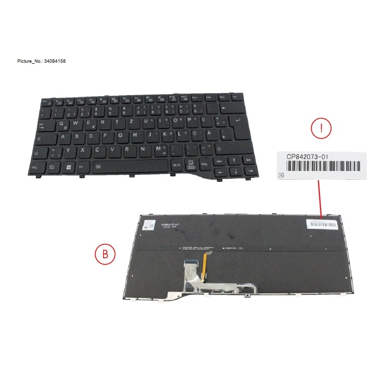 34084158 - KEYBOARD BLACK  W. BL GERMANY (NEW_FN)