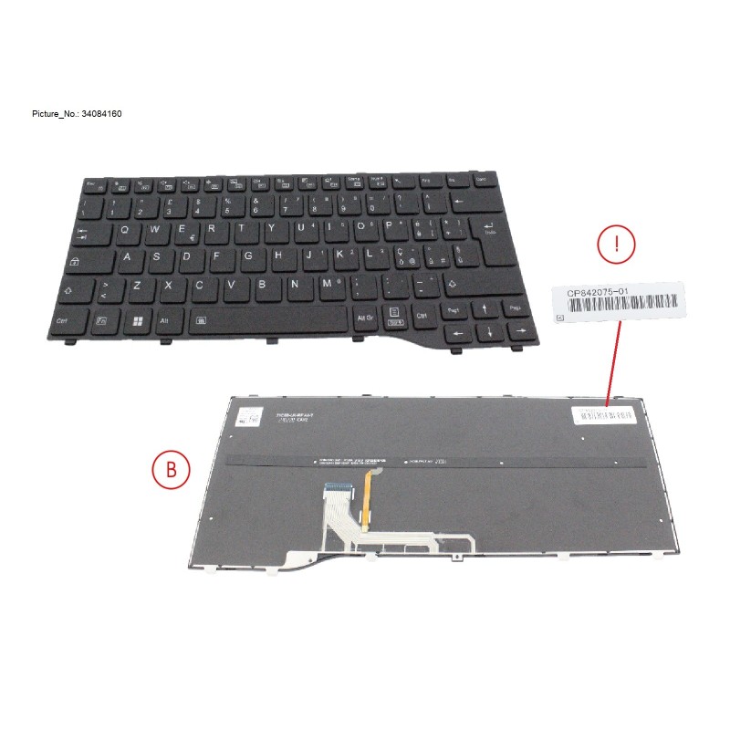 34084160 - KEYBOARD BLACK W. BL ITALY (NEW_FN)