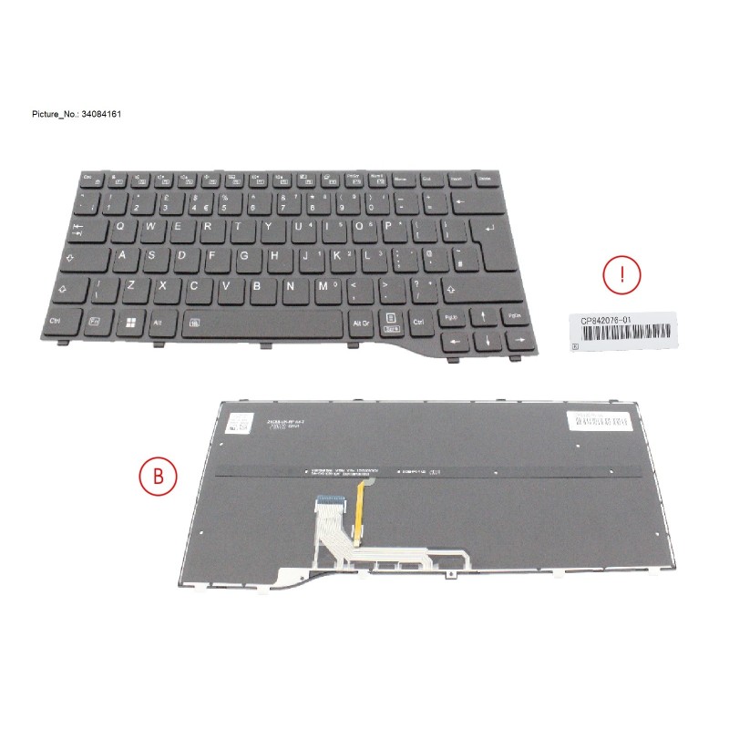 34084161 - KEYBOARD BLACK W. BL UK (NEW_FN)