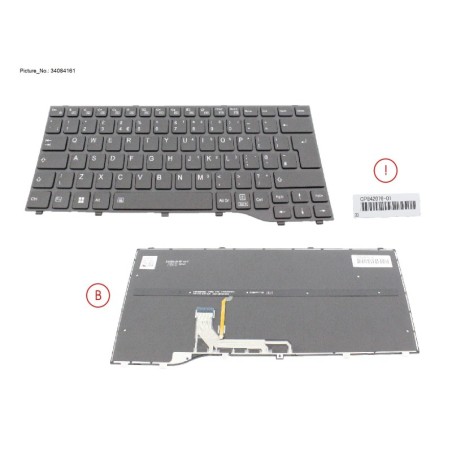 34084161 - KEYBOARD BLACK W. BL UK (NEW_FN)