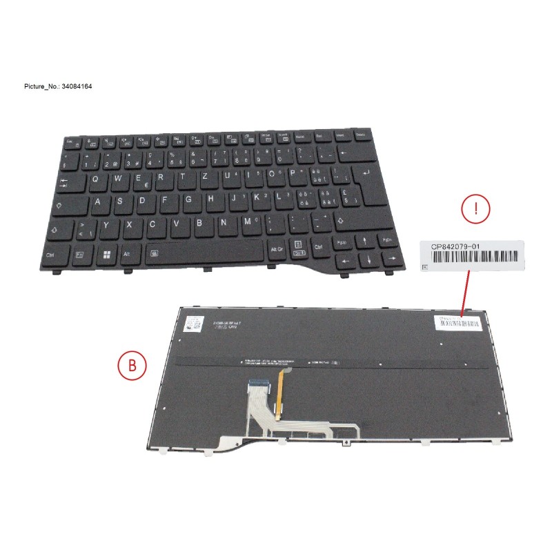 34084164 - KEYBOARD BLACK W. BL SWISS (NEW_FN)