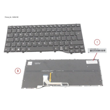 34084165 - KEYBOARD BLACK W. BL US (NEW_FN)