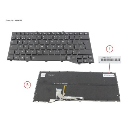 34084166 - KEYBOARD BLACK W. BL BELGIUM (NEW_FN)