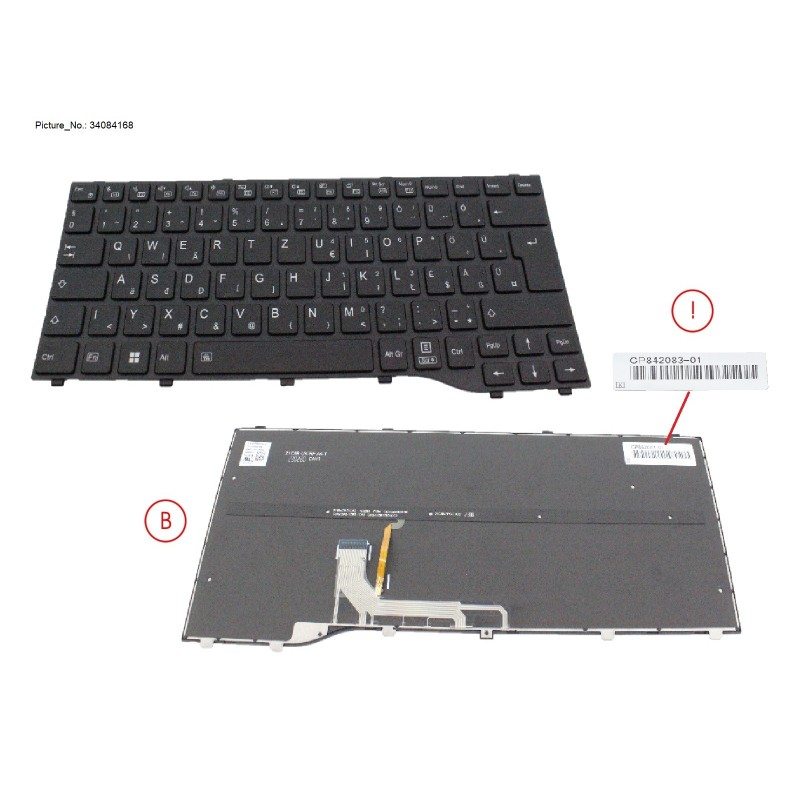 34084168 - KEYBOARD BLACK W. BL HUNGARY (NEW_FN)