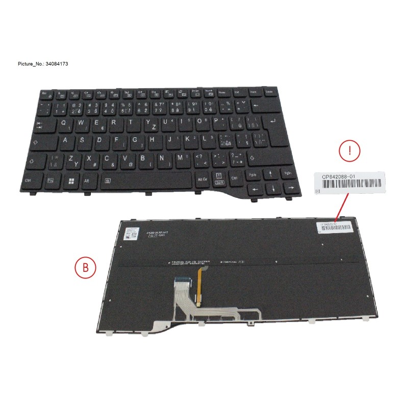 34084173 - KEYBOARD BLACK W. BL CZ.SLK.US (NEW_FN)