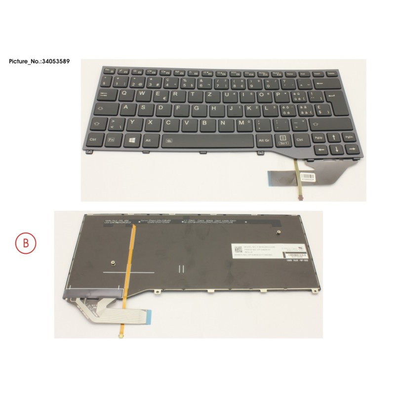 34053589 - KEYBOARD BLACK W. BL SWISS