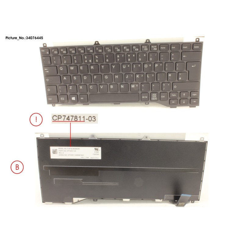 34076445 - KEYBOARD BLACK W.O TS UK