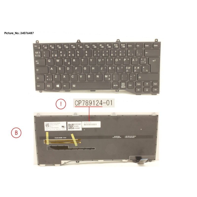 34076487 - KEYBOARD BLACK W. BL NORDIC.EST