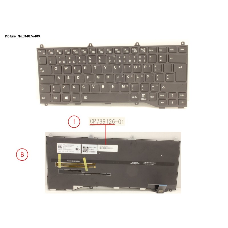 34076489 - KEYBOARD BLACK W. BL PORTUGAL