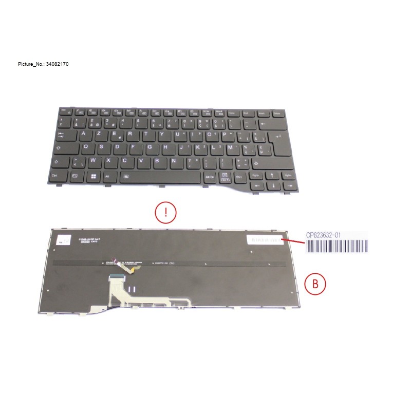 34082170 - KEYBOARD BLACK W. BL BELGIUM