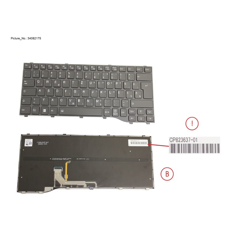 34082175 - KEYBOARD BLACK W. BL EAST EUROPE