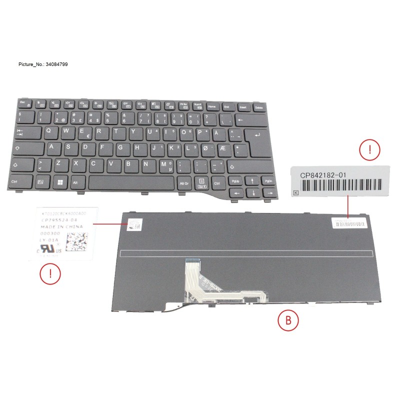 34084799 - KEYBOARD BLACK NORWAY WIN11 (NEW_FN)