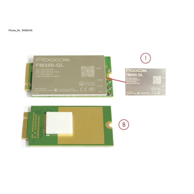 34082445 - WWAN MODULE FM350-GL W. RBR HEAT (5G)