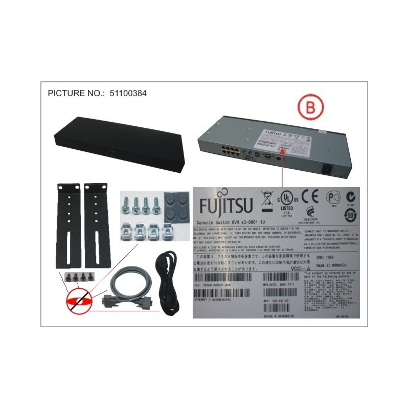 38018082 - CONSOLE SWITCH KVM S3-0801. 1U