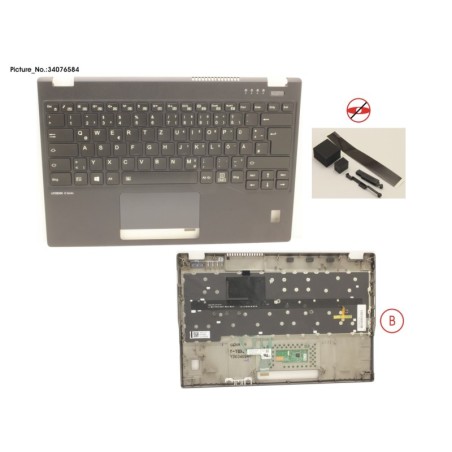 34076584 - UPPER ASSY INCL. KEYB GERMAN W.FP