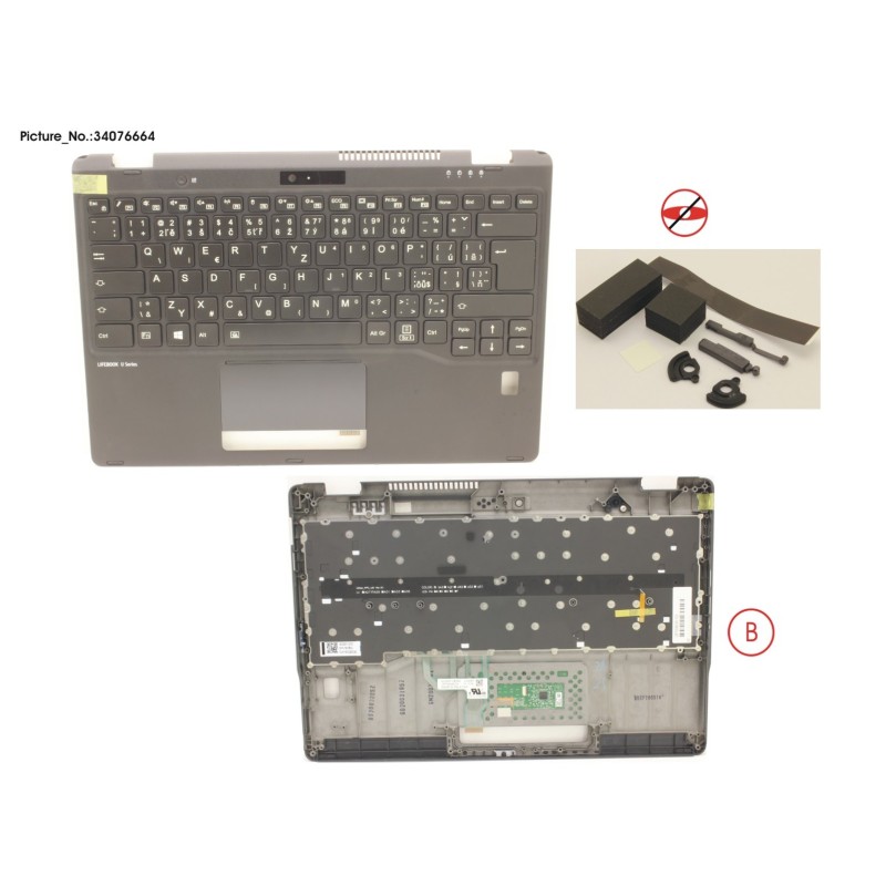 34076664 - UPPER ASSY INCL. KEYB CZ.SLO W.FP