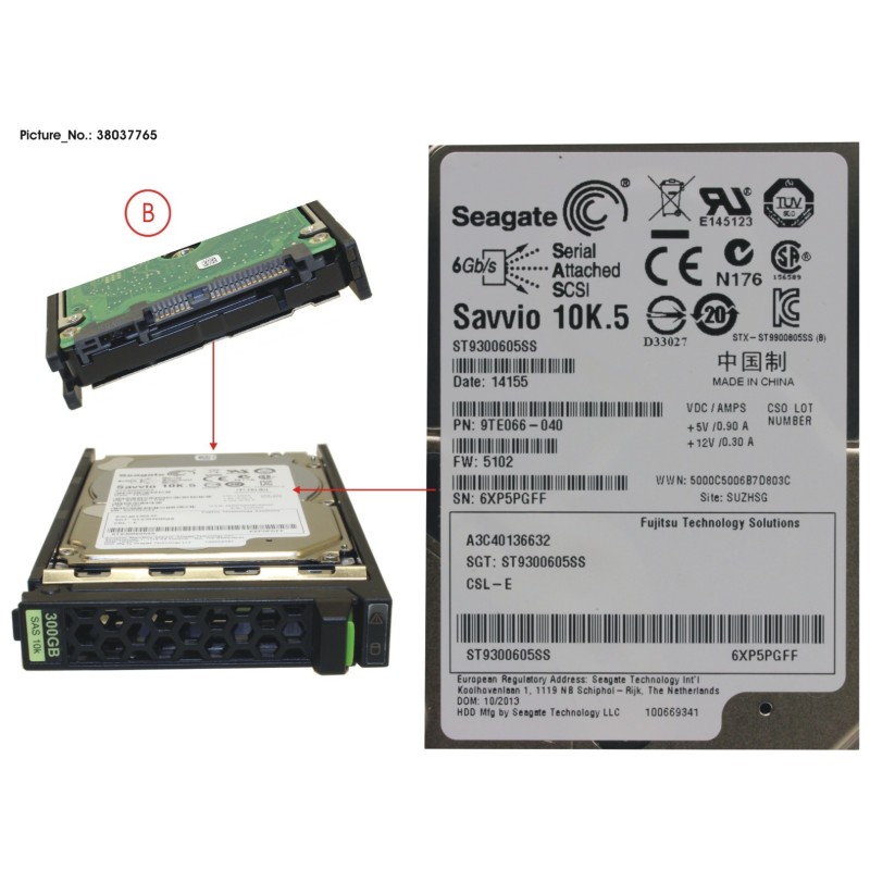 38037765 - HD SAS 6G 300GB 10K HOT PL 2.5  EP